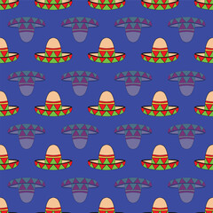 sombrero mexican seamless vector pattern