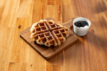 Jeju, tangerine tea, almond croffle, croissant, waffle, plain