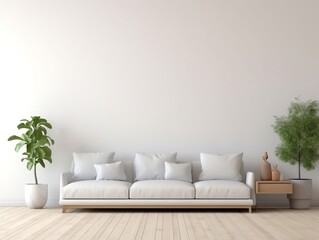 Fototapeta na wymiar Living room wall mockup modern interior design generative ai