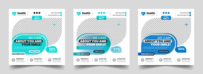 Medical social media post Layout | Healthcare service poster design | Editable vector