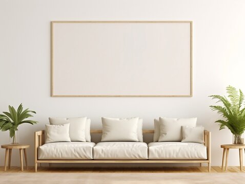 Living room wall mockup modern interior design generative ai © tanjidvect