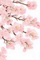 Cartoon Sakura flowers. AI generated illustration