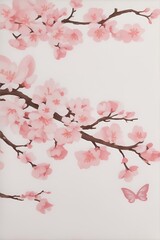 Fototapeta premium Cartoon Sakura flowers. AI generated illustration