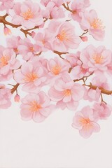 Cartoon Sakura flowers. AI generated illustration