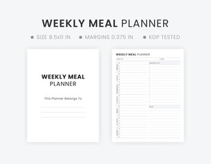Weekly meal planner template printable