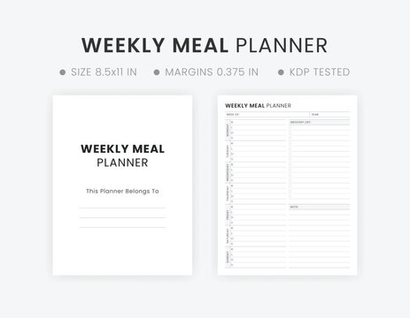 Weekly meal planner template printable