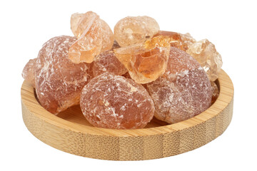 natural gum pieces in a wooden bowl