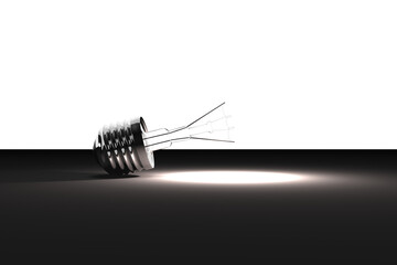 Digital png illustration of light bulb on black surface on transparent background