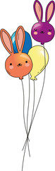 Fototapeta premium Digital png illustration of rabbit balloons on transparent background