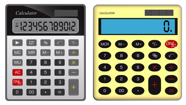 set of realistic calculator business accounting isolated or calculator for finance work tool. 3D Render
