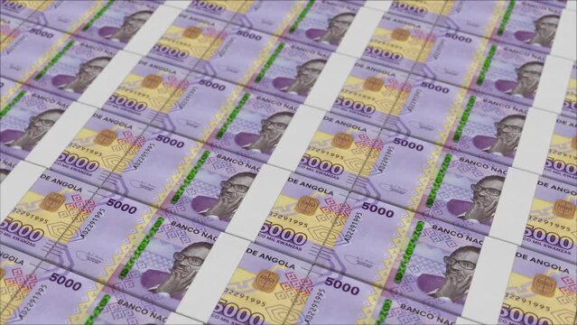 5000 ANGOLAN KWANZA banknotes printed by a money press