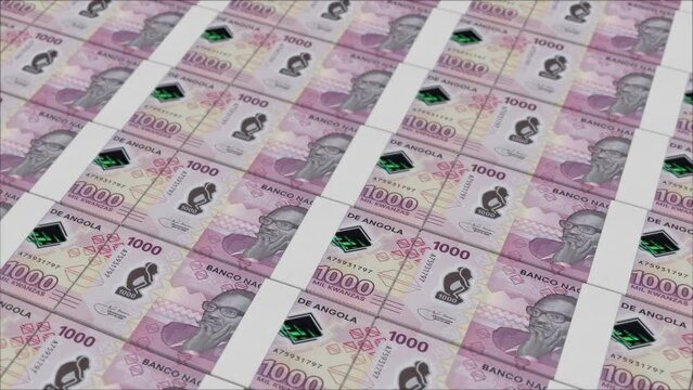 1000 ANGOLAN KWANZA banknotes printed by a money press