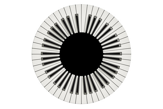 Naklejki Abstract piano keys radially arranged . Abstract 3d illustration of circle piano keys 