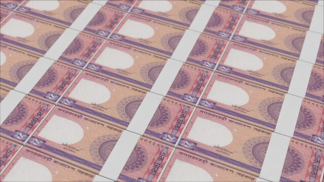 1 BANGLADESHI TAKA banknotes printed by a money press