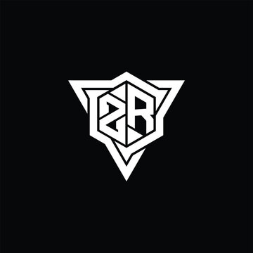 recommend clip art: ZR Logo monogram hexagon shape with triangle outline sharp slice style design template