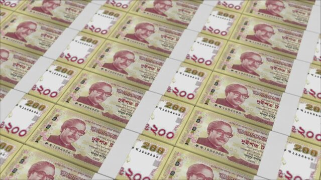 200 BANGLADESHI TAKA banknotes printed by a money press