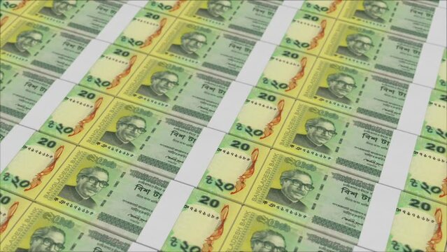 20 BANGLADESHI TAKA banknotes printed by a money press