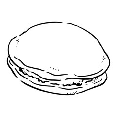 どら焼き　モノクロ