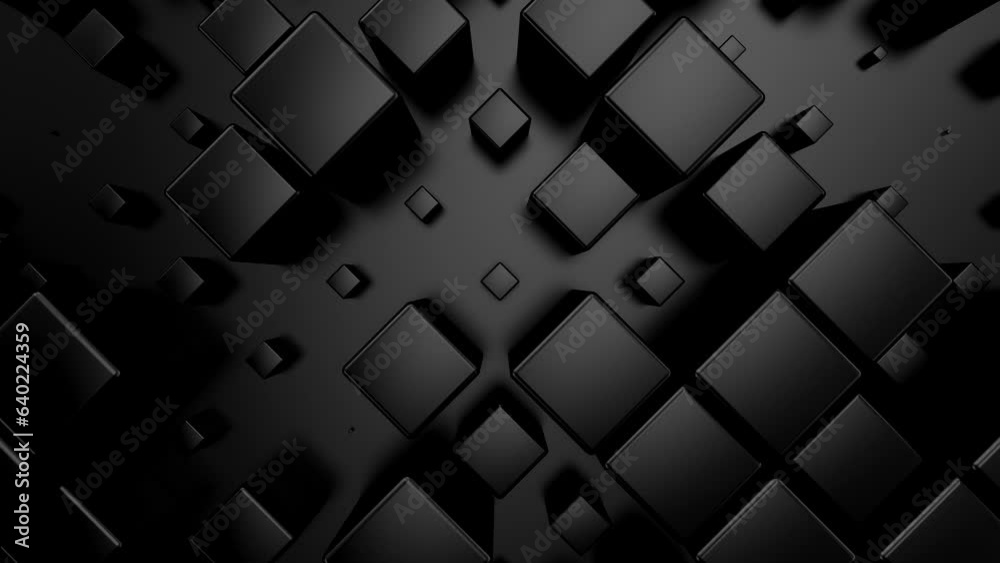 Wall mural background of animated cubes. abstract motion, loop, two color, 3d rendering, 4k resolution
