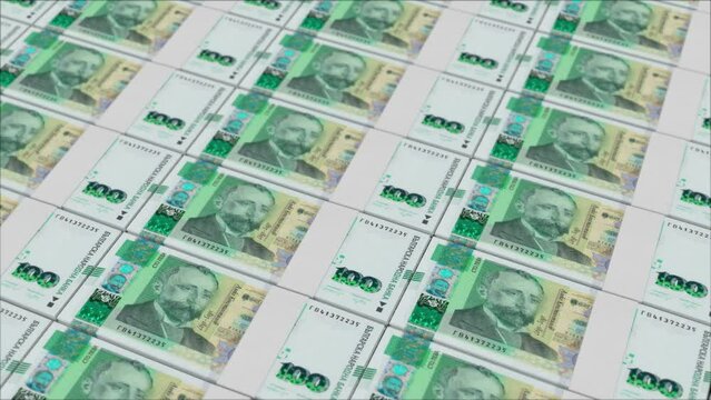 100 BULGARIAN LEVA banknotes printed by a money press