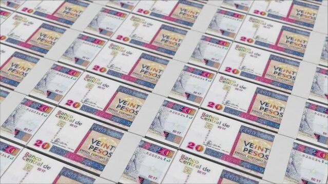 20 CUBAN PESO banknotes printed by a money press