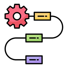Business Workflow Line Color Icon