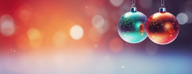 Fototapeta na wymiar Xmas decoration balls. Horizontal Christmas banner, web poster, header cap for website. Merry Christmas and Happy New Year. Festive bright beautiful background. generative ai