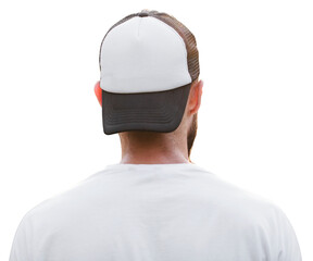 Baseball cap empty on a man back view isolated