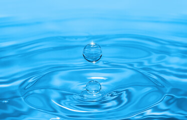 Naklejka na ściany i meble Clear aqua water droplet splashing in concentric circles, capturing refreshing purity.