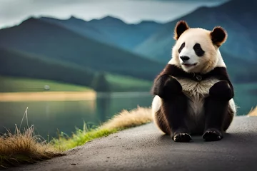 Fotobehang giant panda bear © tippapatt