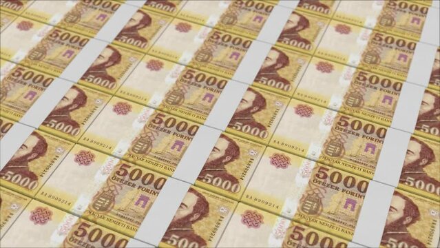 5000 HUNGARIAN FORINT banknotes printed by a money press