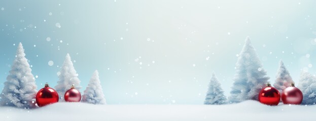 Xmas tree decoration. Horizontal Christmas banner, web poster, header cap for website. Merry Christmas and Happy New Year. Festive bright beautiful background. generative ai