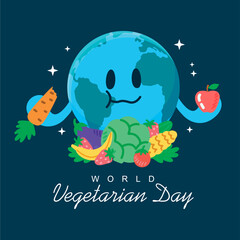 world vegetarian day poster template vector