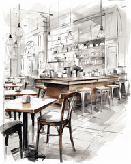 Professional cafe space sketch