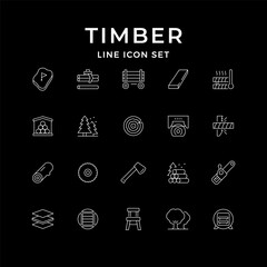 Set line icons of timber industry
