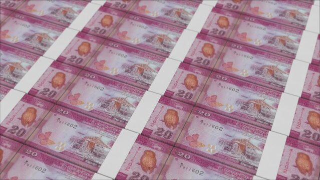 20 SRI LANKAN RUPEE banknotes printed by a money press