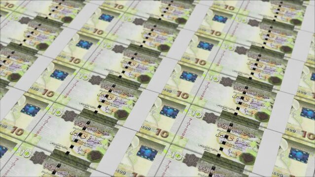 10 LIBYAN DINAR banknotes printed by a money press