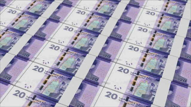 20 MOROCCAN DIRHAM banknotes printed by a money press