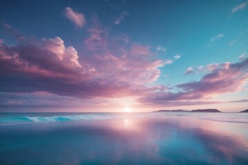 Fototapeta na wymiar Serenity in Shades: Ombre Skies and Azure Waters