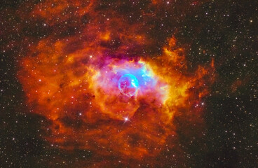 Fototapeta na wymiar Bubble nebula in the cassiopeia constellation, taken with my telescope, in Hubble palette.