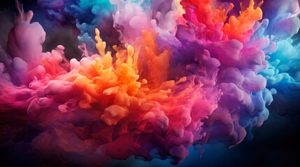 Colorful smoke swirls around suspended in space - GENERATIVE AI