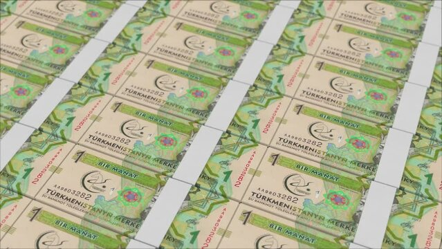 1 TURKMENISTAN MANAT banknotes printed by a money press