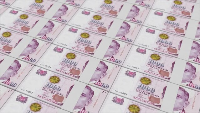 1000 SINGAPORE DOLLAR banknotes printed by a money press