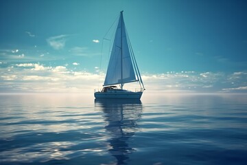 The yacht swims in the sea. Sunny weather and sea, beautiful big yacht, rest in the ocean,...