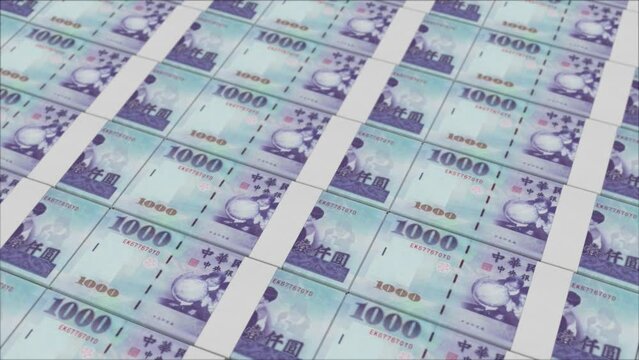 1000 NEW TAIWAN DOLLAR banknotes printed by a money press