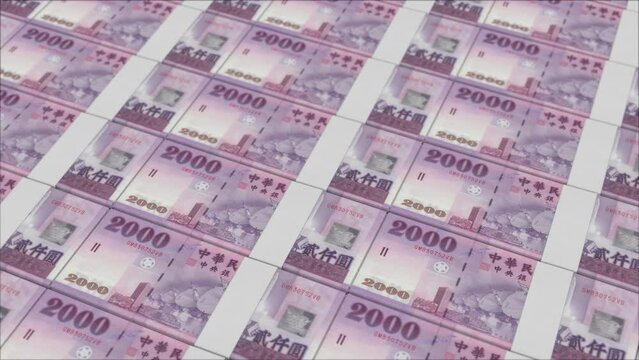 2000 NEW TAIWAN DOLLAR banknotes printed by a money press