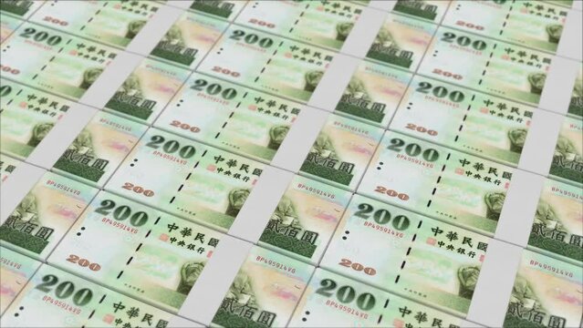 200 NEW TAIWAN DOLLAR banknotes printed by a money press