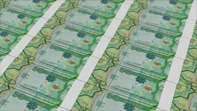 50 TURKMENISTAN MANAT banknotes printed by a money press