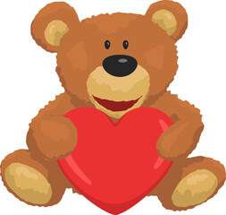 Cute teddy bear with a heart. I love you. Design element greeting card for valentines day. Vector illustration.