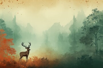 a majestic deer in a serene forest setting